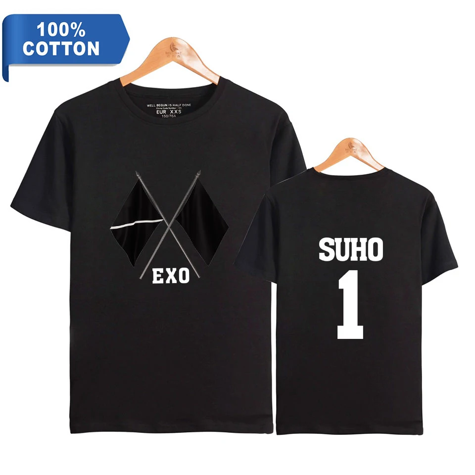 KPOP EXO альбом шестая альбом OBSESSION WE ARE ONE EXO принт хлопок футболка женская/мужская одежда футболка с коротким рукавом