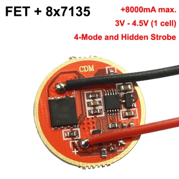 

FET + 8x7135 22mm 3V-4.5V 1-cell 5-Mode Flashlight Driver Circuit Board (1 pc)