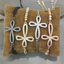 Регулируемый 10 шт./лот кубического циркония микро проложить Шарм Разъем браслет, cz ювелирные изделия, модный коннектор cz браслет