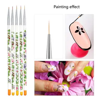 

5pc/set Nail Art Line Painting Pen 3D Tips Acrylic UV Gel Brushes Drawing Retro Flower Liner Glitter French Design Manicure Tool