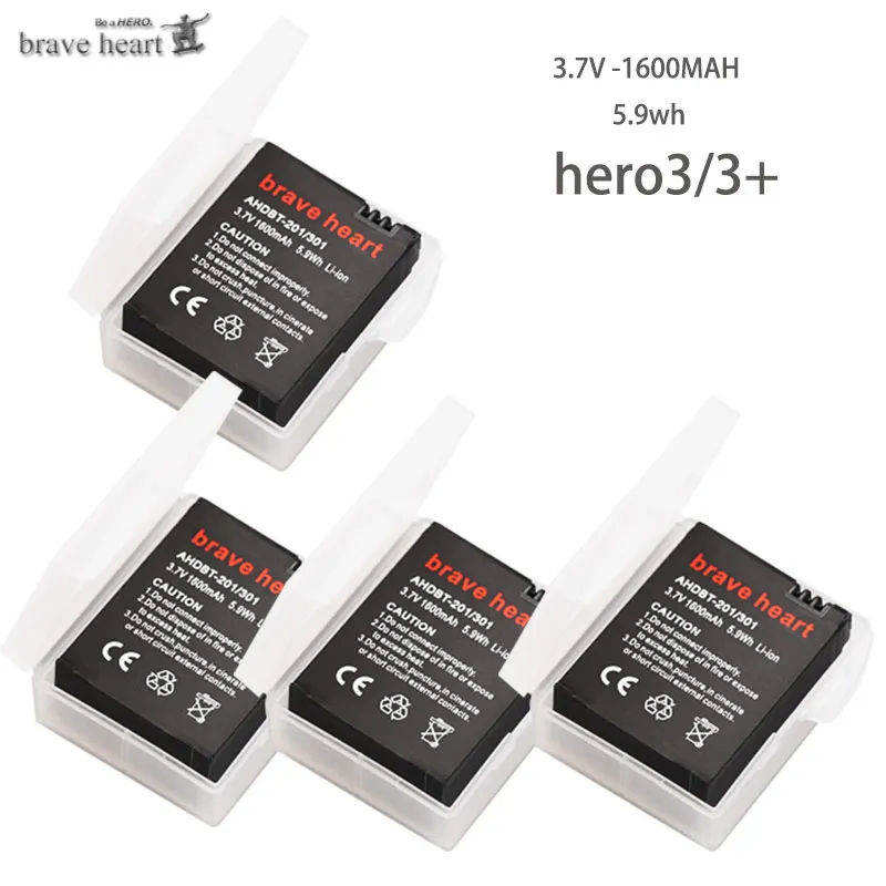 4battery 4x bateria batterie Go Pro hero 3 3+ hero 3 батареи для Gopro hero 3 Black Edition Белый Серебряный выпуск HD камеры аксессуары - Цвет: 4battery