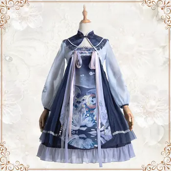 

Gothic style lolita dress palace lace bowknot cute printing kawaii dress gothic lolita jsk high waist victorian dress 2020 new