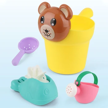 

4Pcs/ Kids Bath Play Set Silicone Soft Baby Beach Sand Toys Kids Bath Play Set Party Cart Ducks Bucket Sand Molds Tool Water Toy