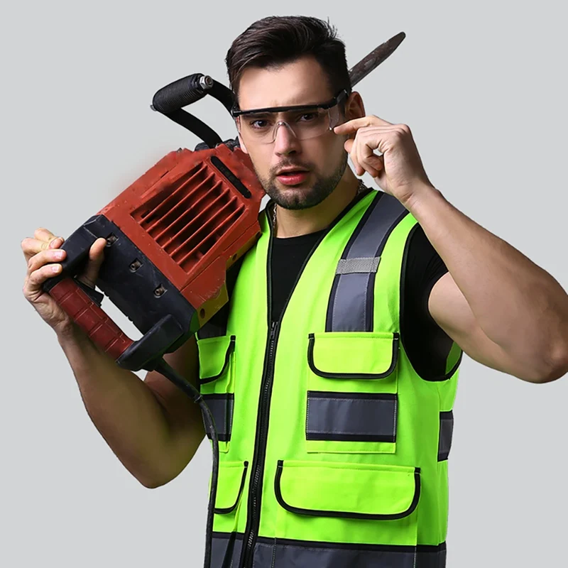 

Patrol inspection Reflective Vest High Visibility Multi Pocket Safety Gear Outdoor Tank Top Construction Site Outer Wear