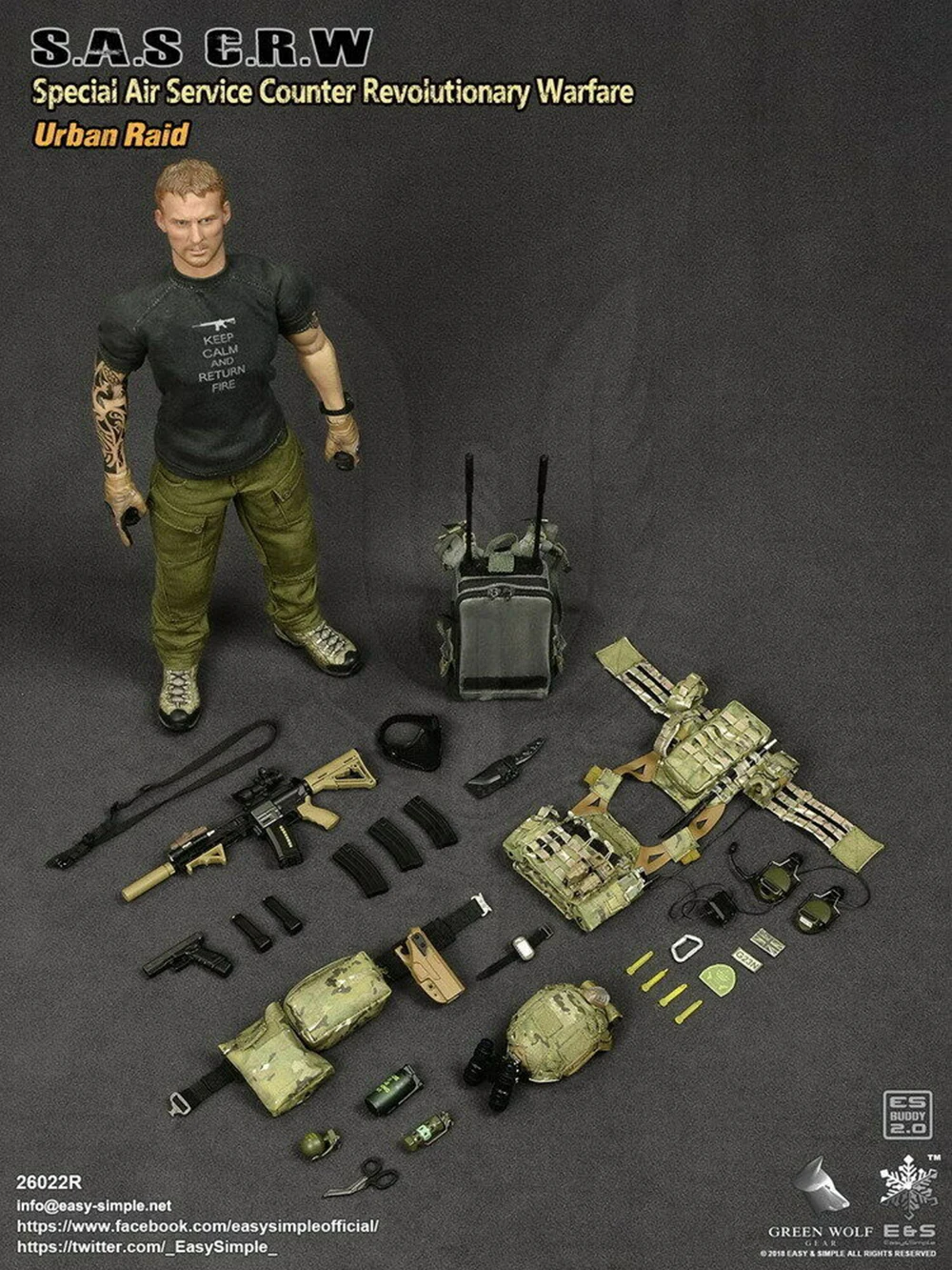 Полный набор фигурки 1/6 Easy& Simple ES 26022R SAS c. R. W зеленый волк городской рейд солдат фигурка игрушка