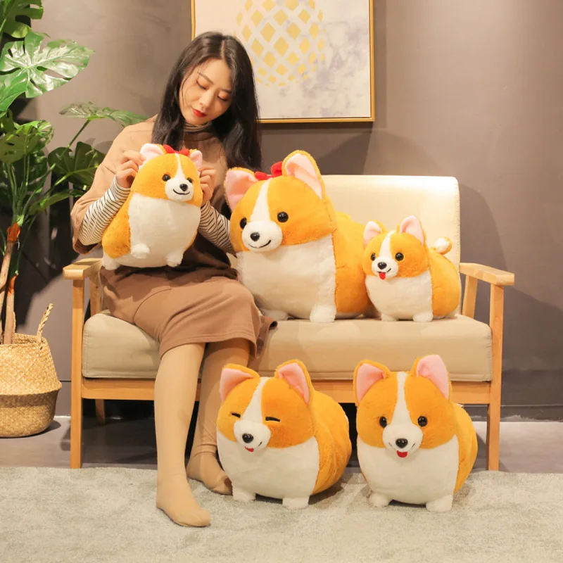 Kawaii короткие ноги поюшевый корги игрушки для детей подарок для детей креативная Подушка мягкие животные Милая Улыбающаяся собака Корги куклы
