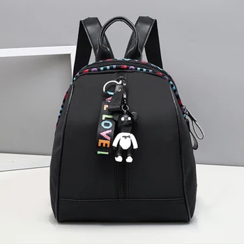 

Cosmetic Storage Portable Women Backpack Oxford Cloth Adjustable Strap Ribbon Pendant Large Capacity Casual Outdoor Durable