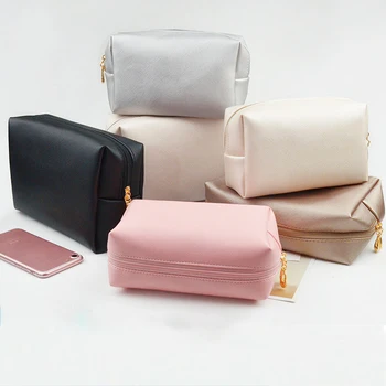 

2020 Fashion New PU Leather Travel Cosmetic Bag Toiletry Wash Bags Pure Color Handbag Portable Large Capacity Storage Organizer
