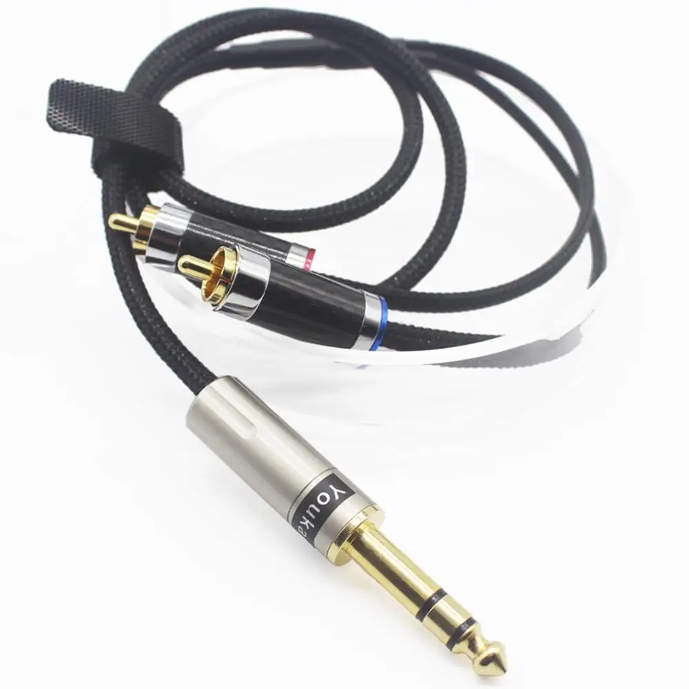 1 4 TRS 6 35mm to RCA Balanced Headphone Audio Headphone Adapter 8 Core Silver Plated Cable 6 35mm to 2 RCA 60cm