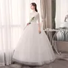 Customized Wedding Dresses Ball Gowns Lace Up New Style Bride Half Sleeve French Embroidery Wedding Dress Vestido De Noiva 3