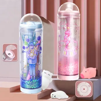 Nbx 文具箱夜間多機能流砂鉛筆ケース s 光る鉛筆ケースボックス電卓女の子のための適切で