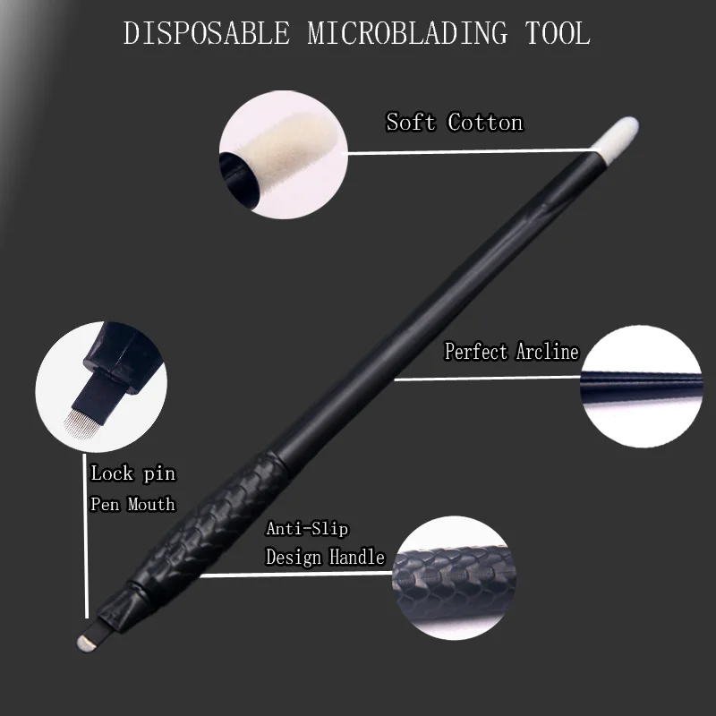

Disposable Microblading Pen Permanent Makeup Eyebrow Tattoo Manual Pen Tools With 18U 12 14pin Blade 10pcs/lot