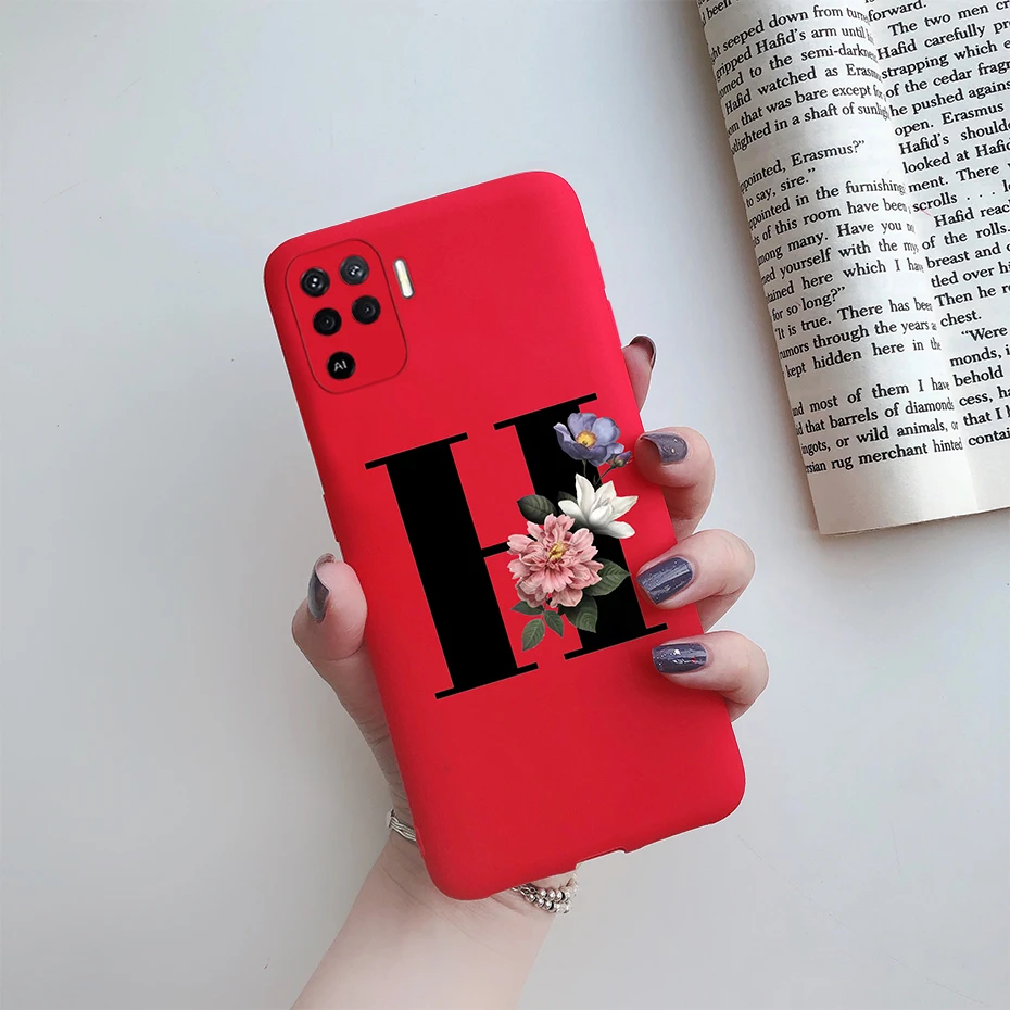 cases for oppo phones For Oppo Reno 5 Lite Case Letters Monogram ABC Flower Soft Silicone Back Cover For Oppo Reno5 Z Reno 5 F Z Lite 5F 5Z 5Lite Case oppo phone back cover Cases For OPPO