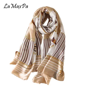 

LaMaxPa Newest Rudder Shawls For Women Simulation Silk Scarf Female Elegante Echarpe Mujer Chal Lady Soft Scarves 90x180cm