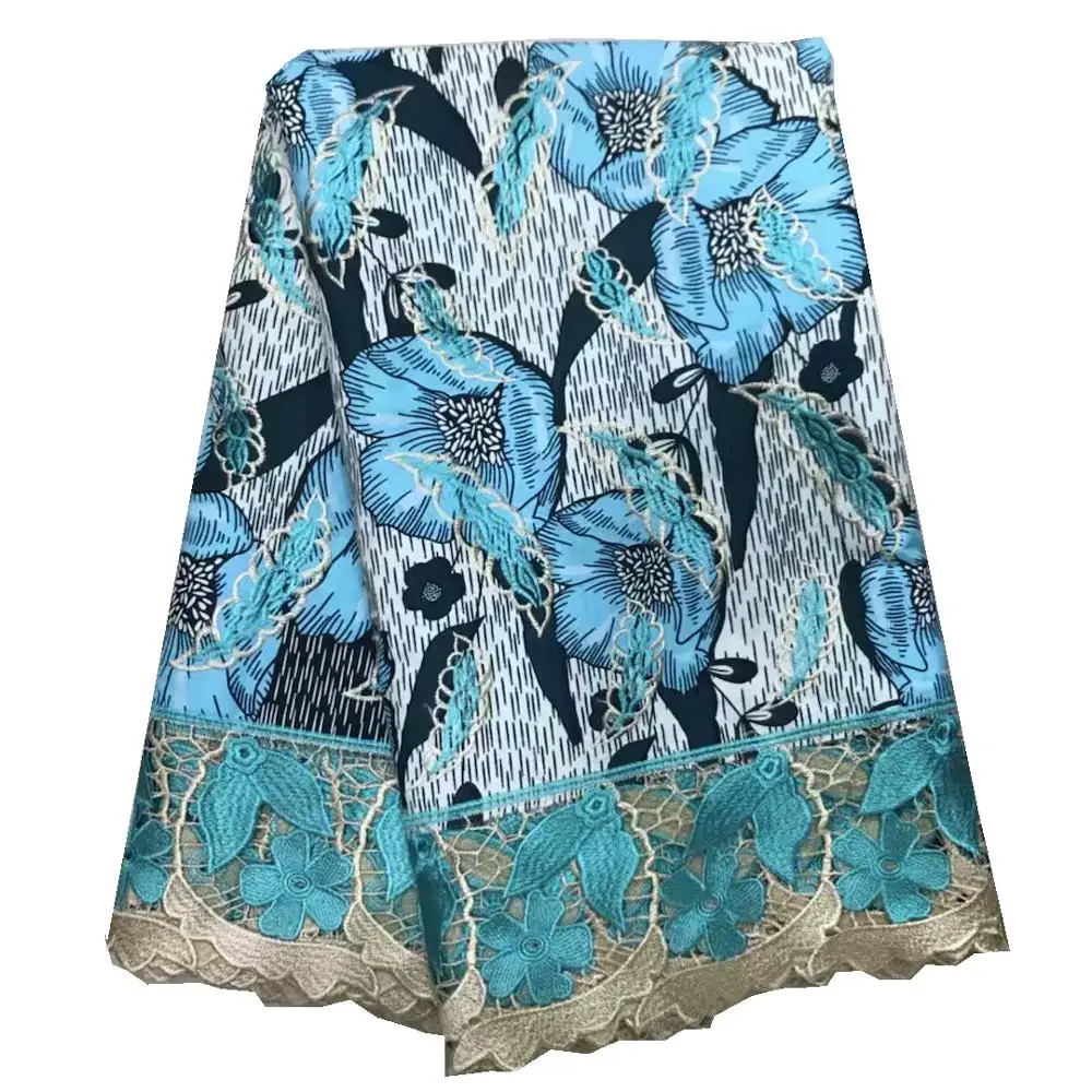 Гипюровая кружевная ткань, вышитая Высококачественная африканская восковая кружевная ткань со шнуром, швейцарское кружево с водой для платья 91103