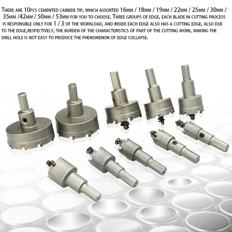 10 шт. на коронку установлен Твердосплавный Наконечник деревянных поверхностях для установки замков 16/18/19/22/25/30/35/42/50/53 м