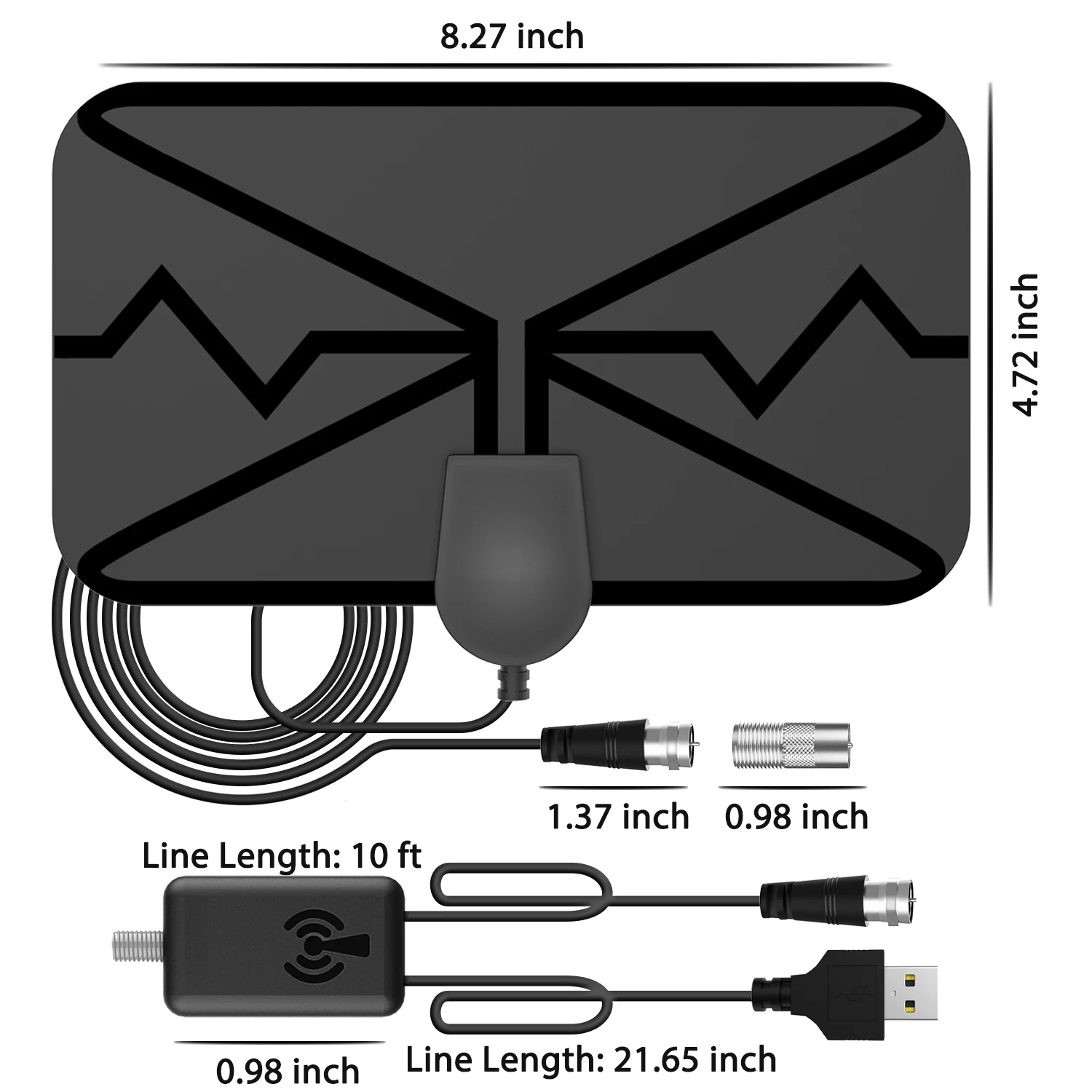 4K 37DBI High Gain HDTV DTV Box Digital TV Antenna 3600 Miles Booster Active Indoor Aerial HD Flat Design Fox DVB-T2 TV Antenna outdoor tv antenna