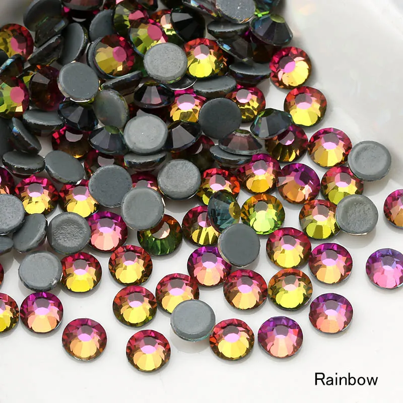 

YL Super Glitter Rhinestones Crystal Rainbow SS6 SS10 SS16 Superior Hot Fix Rhinestone Flat Back Strass Sewing Fabric Garment