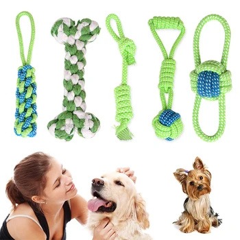 

Cotton Rope Pet Dog Toy Puppy Cat Chew Knot Durable Braided Bone Rope Teeth Cleaning Molar Toy Pet Supplies (Random Color )