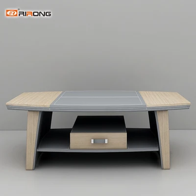Rectangle CoffeTable Лофт стиль высокой плотности современный кожаный офисный гостиная модный серый офисный диван деревянный журнальный стол набор - Цвет: Rectangle CoffeTable
