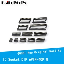 Conector de soquete ic, conector de soquete dip de 6 pinos a 40 pinos, dip6, dip8, dip14, di16, dip18, dip20, dip24, dip32, 40 pin, 10 peças