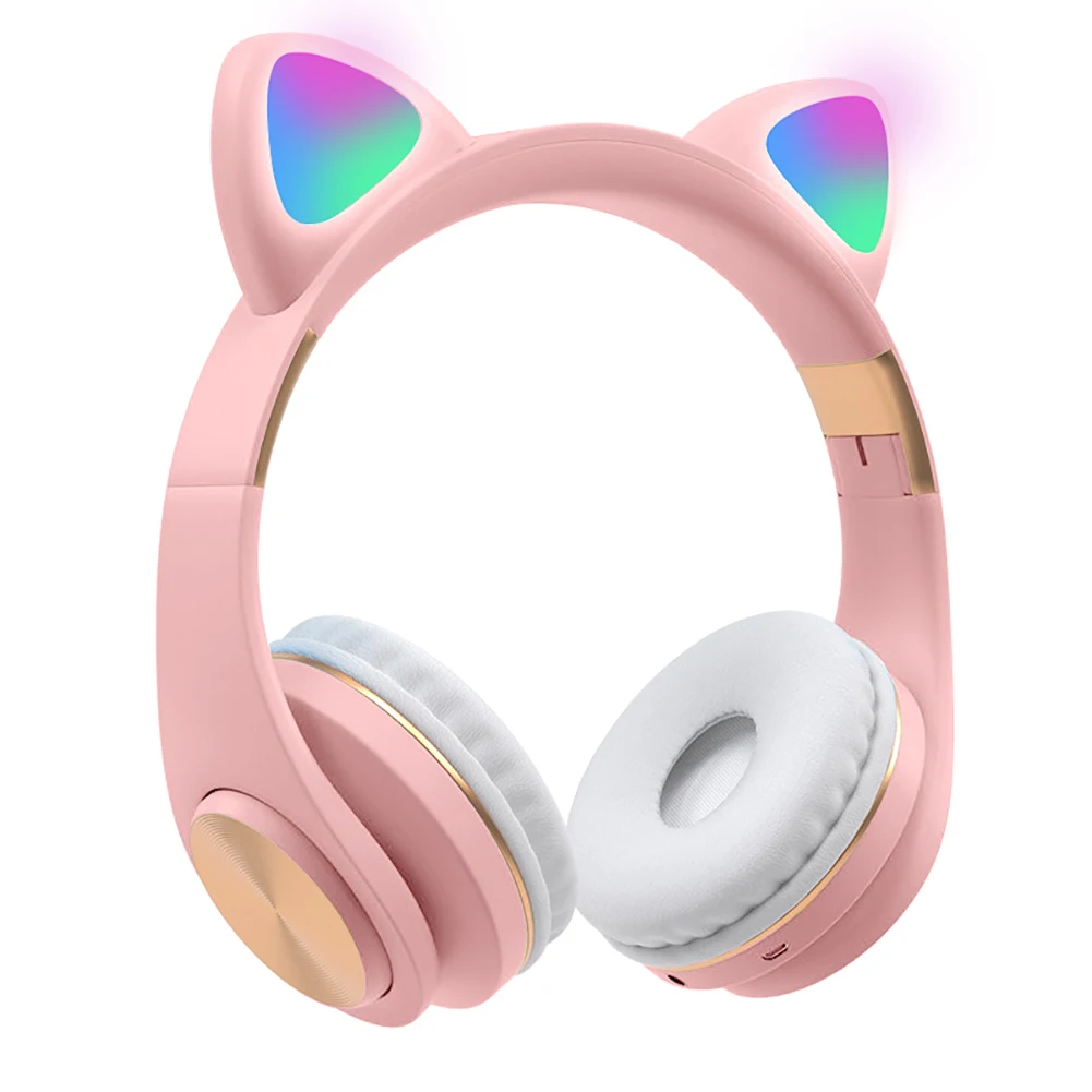 LED Cat Ear Headphones Bluetooth 5 0 Noise Cancelling Adults Kids Flashing Glowing Light Headset Gaming Earphones Creative Gift