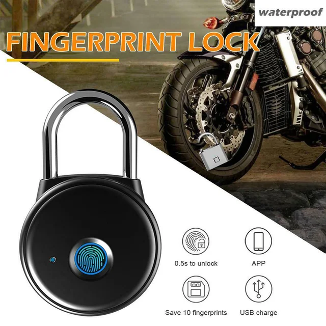 US $23.47 Fingerprint Padlock Bluetooth APP Smart Keyless Lock Waterproof Biometric Security Lock For Door Ca