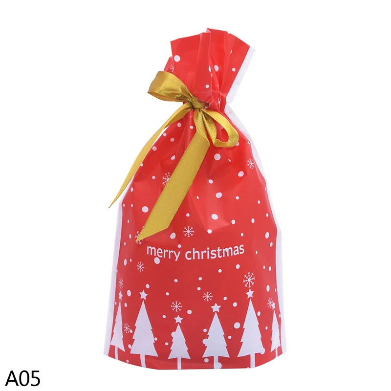 A05 merry christmas 5 шт., Рождественский мешок для конфет, Санта Клаус, лось, лента, пакет, карман для еды, печенья, пластиковые подарочные пакеты, новогодние, рождественские, вечерние, украшения - Цвет: A05 merry christmas