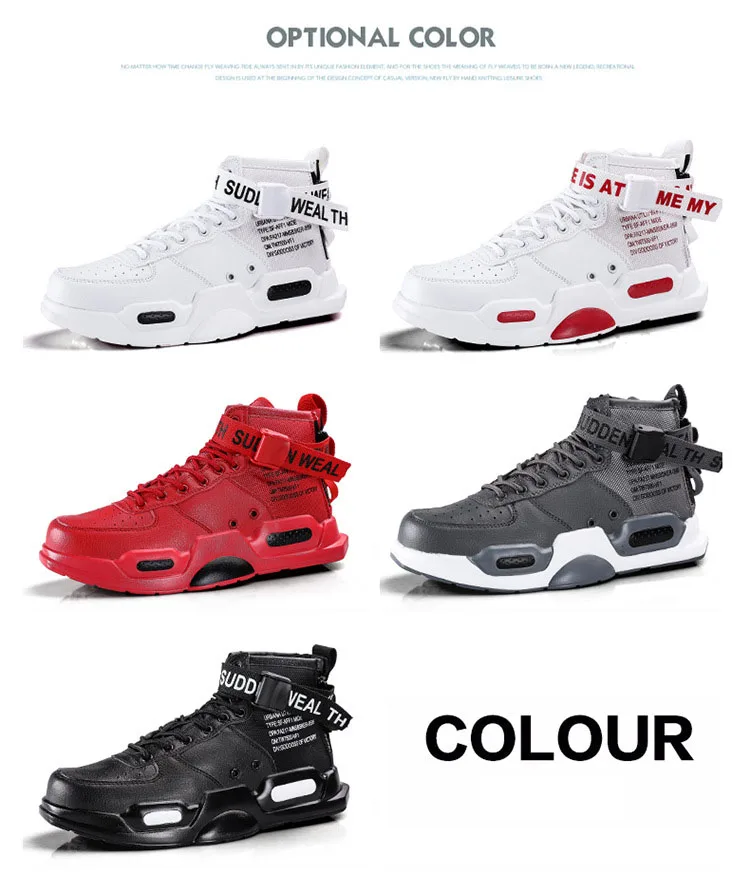 Spring Non-slip Wear Resistant Sports Shoes Thick Bottom Increase Running Shoes Solid Color High Tube Casual Shoes
