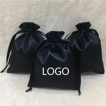 

Satin Bags for Packaging Jewelry/Makeup/Gift/Wedding/Party/Eye Mask/Eyelash Storage Bag Silk Cloth Pouches Custom Logo Print 100
