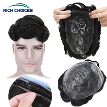 Rich Choices 30mm Wavy Men Toupee Hair 0.1mm Thin Skin Hair System Transparent Pu Base 130% Density Hair Extensions Prosthesis
