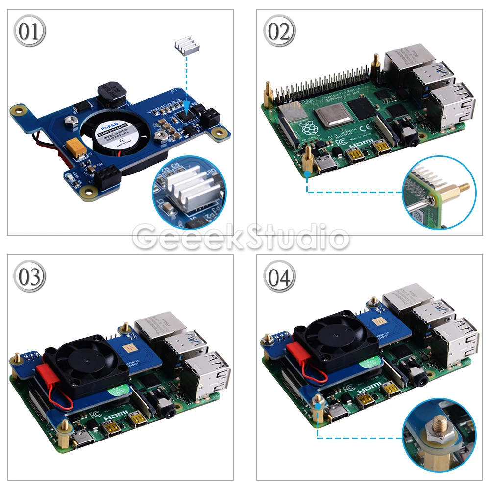 Raspberry Pi PoE HAT модуль питания через Ethernet плата расширения с охлаждающим вентилятором 30x30x7 мм для Raspberry Pi 4B/3B