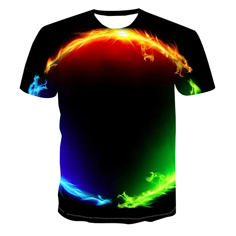 

Cartoon Anime 3D Dragon Printing Tops Men's Fashion Short Sleeve T-shirt Summer Mesh Breathable Sportswear Casual Tee Shirts