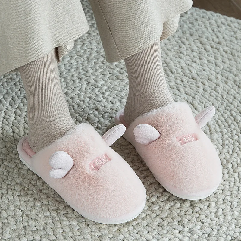 pink Теплые тапочки для мальчиков и девочек; Детские Зимние домашние тапочки; нескользящие тапочки; Zapatillas Bebe - Цвет: pink