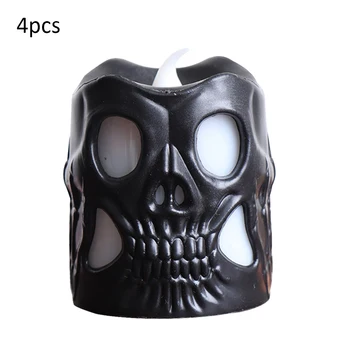 

Black White Skull Lights Ghost Candle For Halloween Party Decoration Halloween Decor Lights LED Light Skull Head Candles Lamp