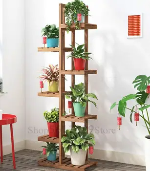 

Flower shelf multi-storey indoor special balcony fleshy green flower pot rack solid wood living room simple floor rack