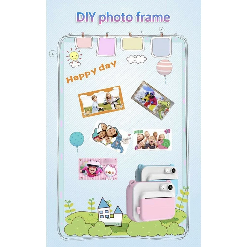 DIY Цифровая мгновенная печать камеры полноцветные печати детский фотоаппарат для детей детские подарки-синий