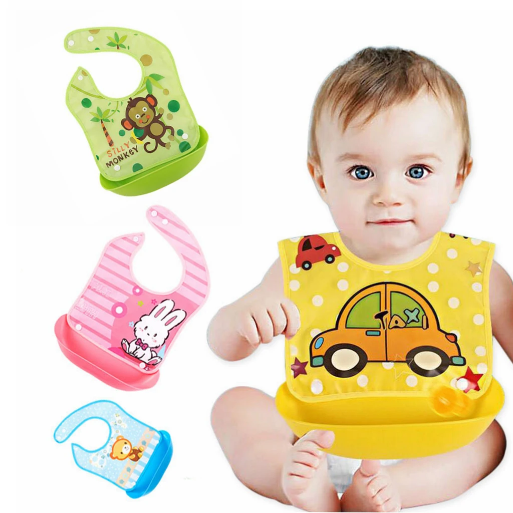 Towels Bibs Aprons Plastic Baberos-Bebe Waterproof Baby Saliva Infant Cartoon Cute Slabbetjes