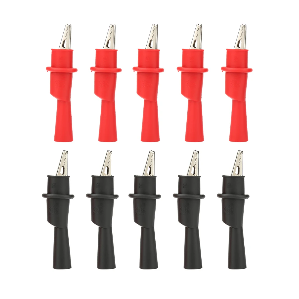 

P2008 10PCS Insulation Metal Crocodile Alligator Clips Electric Test Accessories The Tail Can Match 2mm Multimeter Probe