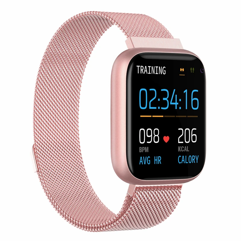 Pink steel UTELITE Смарт-часы для мужчин и женщин P4 пульсометр мониторинг крови водонепроницаемый Спорт фитнес трекер Bluetooth часы для Apple Xiaomi - Цвет: Pink steel