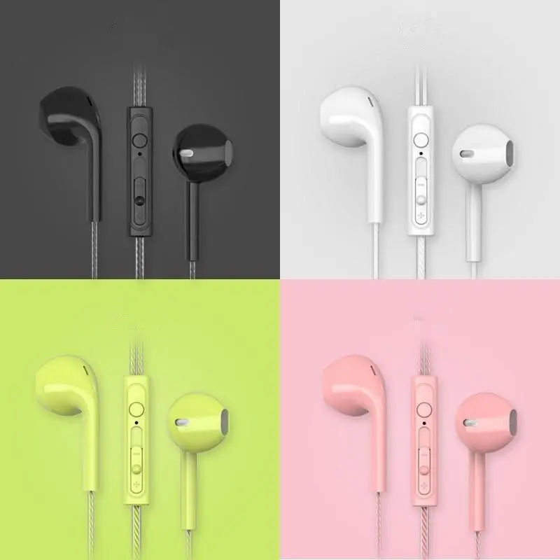 Cores doces com fio fones de ouvido estéreo baixo fones alta fidelidade esportes à prova dwaterproof água fone música 3.5mm com microfone moda