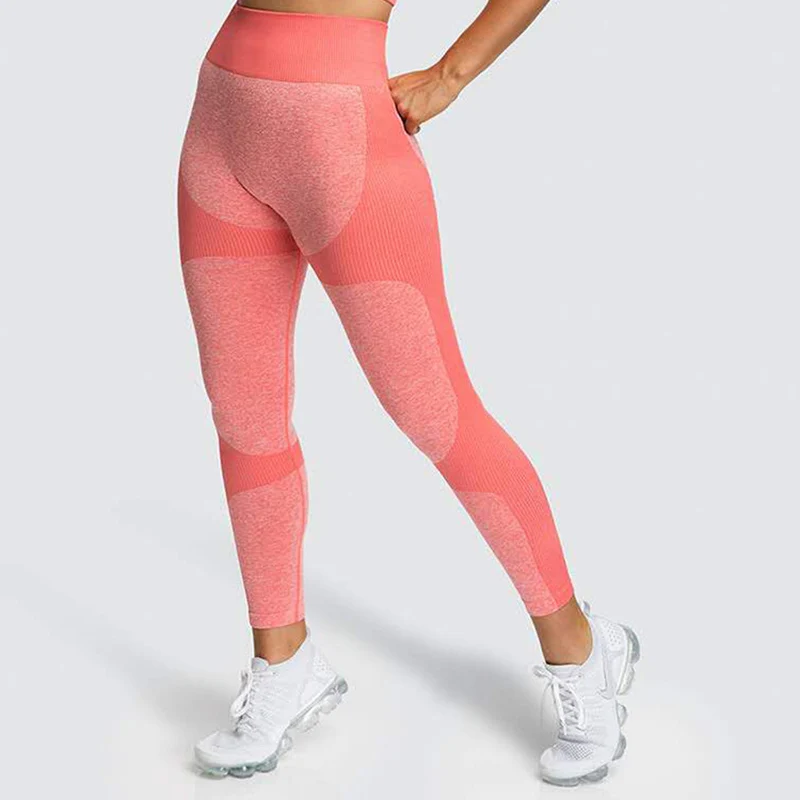 Orange SALSPOR Бесшовные штаны для йоги женские спортивные Леггинсы с высокой талией и пуш-ап хорошо тянется леггинсы для спортзала дышащие штаны для бега - Цвет: Orange
