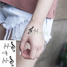 Водонепроницаемая временная татуировка наклейка музыкальная нота сердцебиение маленькая татуировка флэш-тату поддельные татуировки для девушек мужчин женщин детей