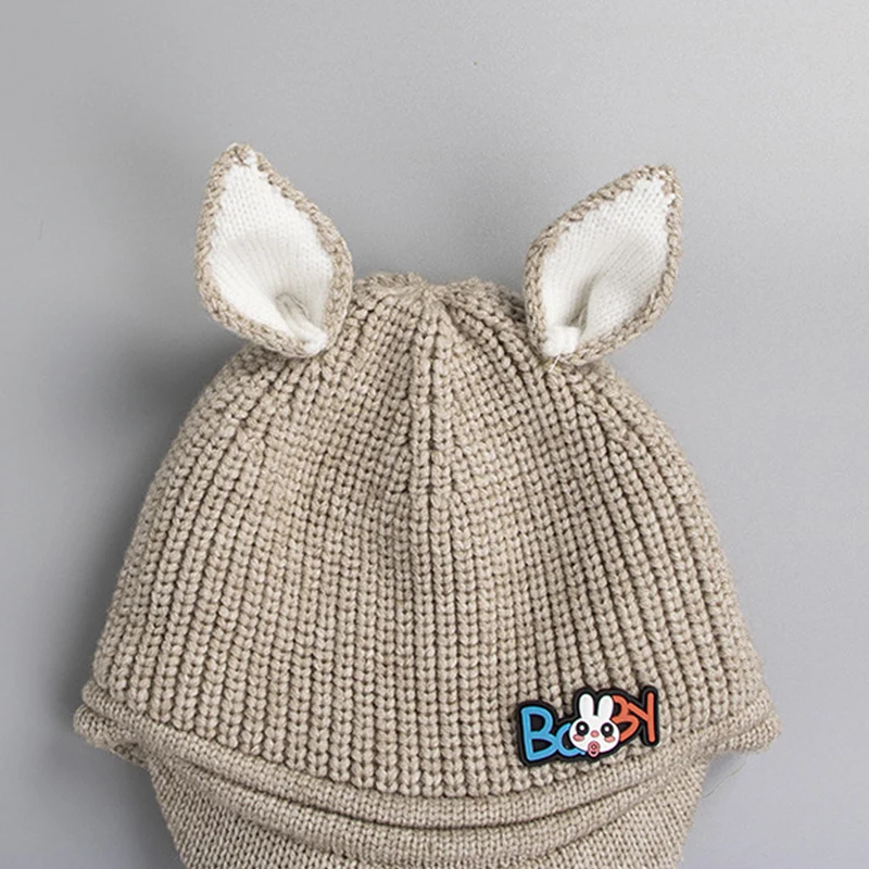 Fashion Rabbit Ear Baby Caps Hats Knitted Woolen Turban Beanie Warm Caps Soft Hat For Childern Girls Boys Bonnet Autumn Winter