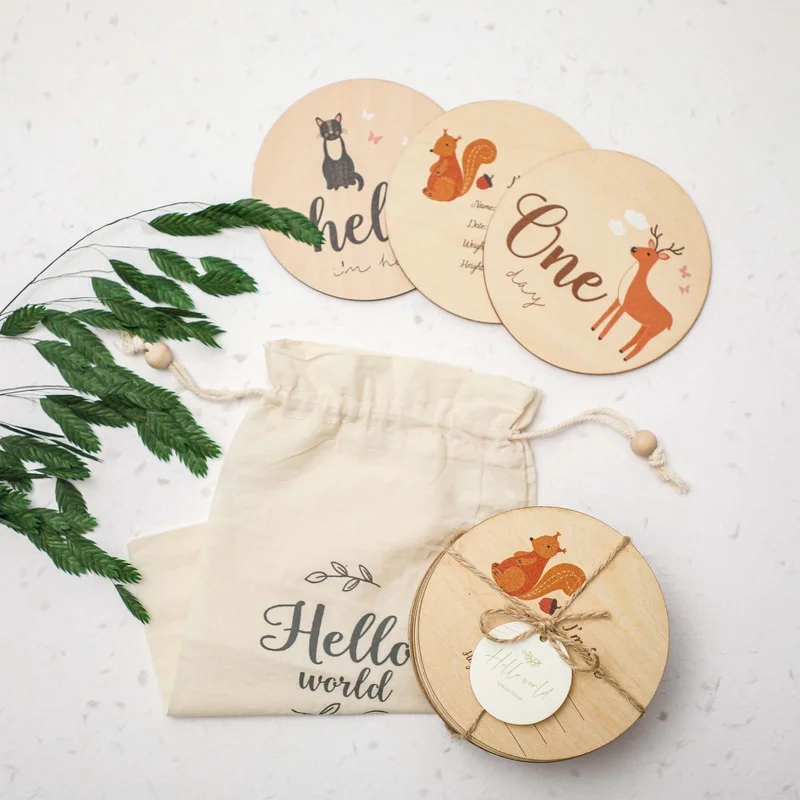 newborn baby souvenirs	 Wooden Baby Month Milestone Colorful Animal Cards Wooden Photography Milestones Memorial Monthly Newborn Commemorative newborn photographer near me