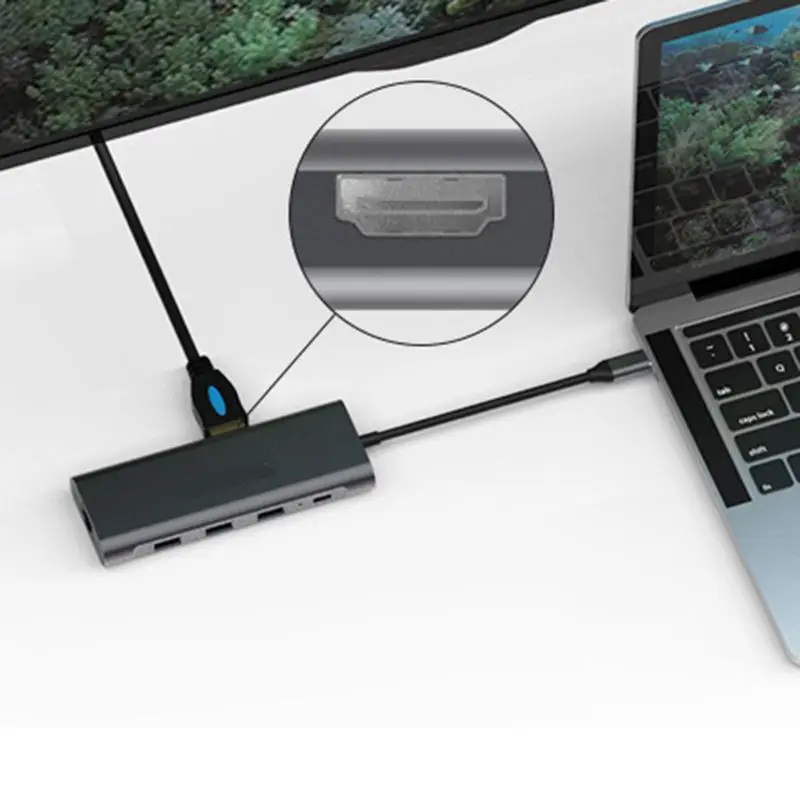 9 в 1 USB C концентратор ключ с Ethernet Тип C концентратор SD/TF кард-ридер HDMI для MacBook Air Pro и других типов C ноутбуков