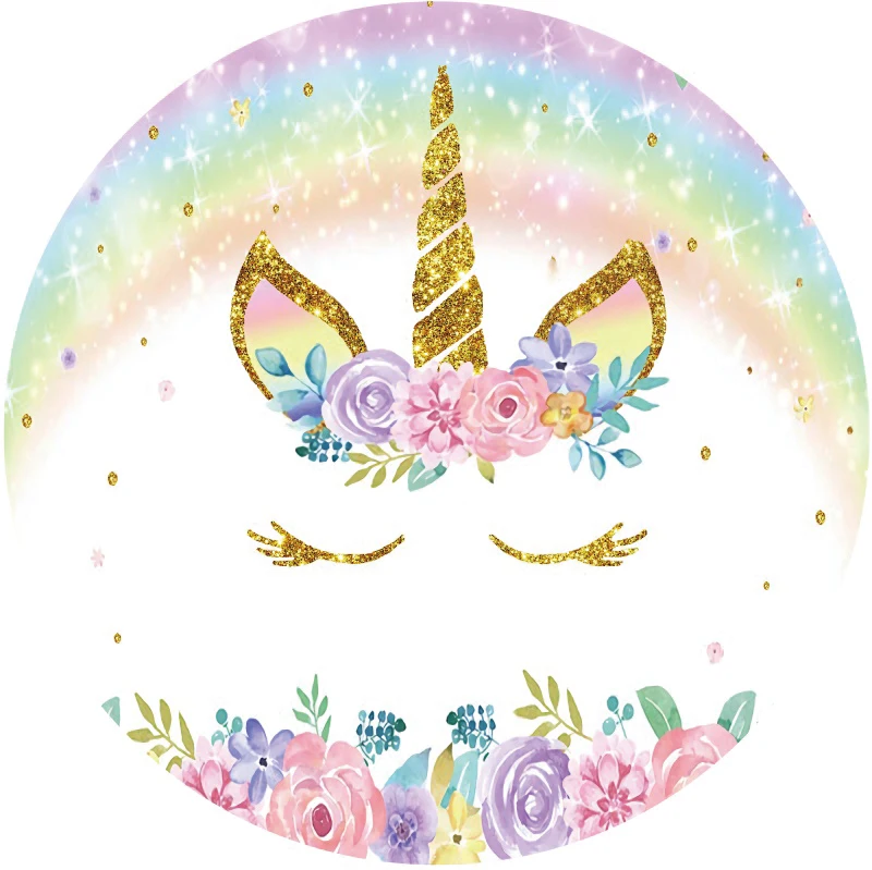 circle round backdrop for photograph rainbow shiny star gold unicorn birthday party flowers themed decor poster photo background background aliexpress