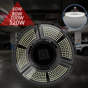 

LED Deformation Garage Light AC 220V Waterproof LED Bulb E27 Folding Three Leaves Lamp 100W 120W Ultra Bright E26 Workshop Bulb
