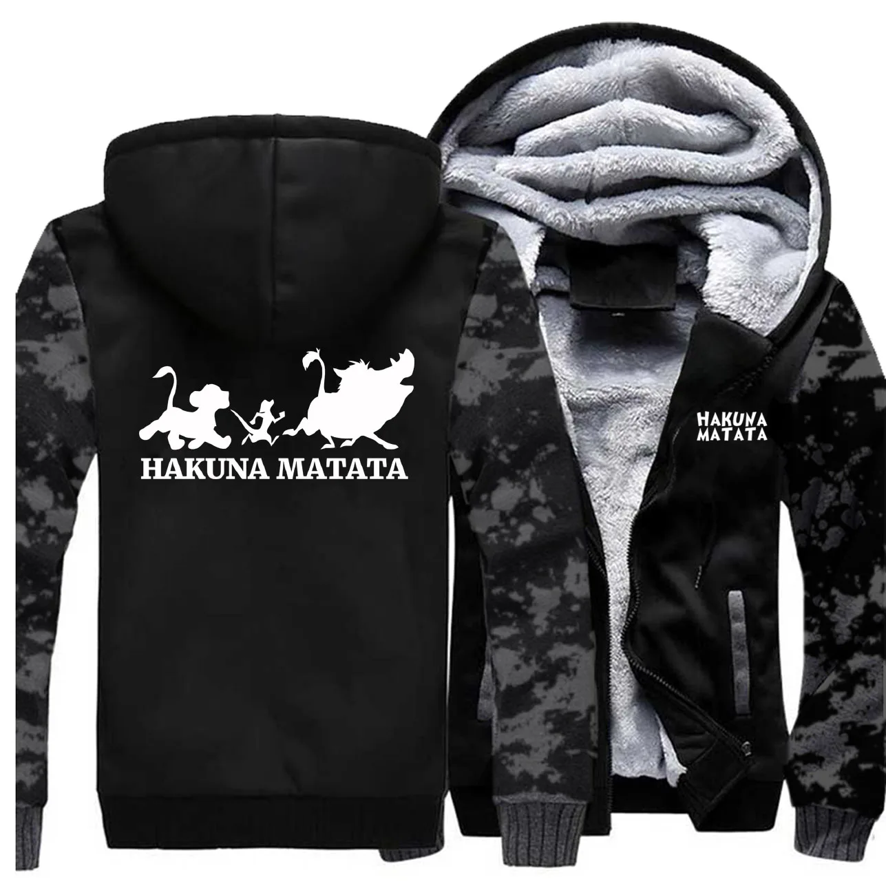 Hakuna matata повседневные мужские толстовки с капюшоном и бархатной подкладкой осенне-зимние модные спортивные костюмы в стиле хип-хоп