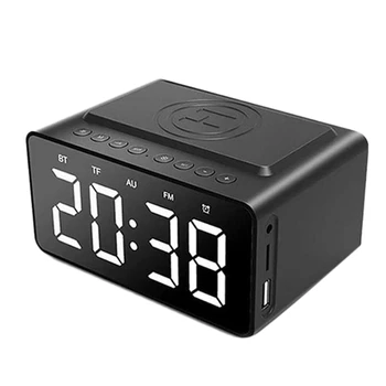 

BT508 Three-In-One Wireless Charging Bluetooth Speaker with Alarm Clock USB Charging Port